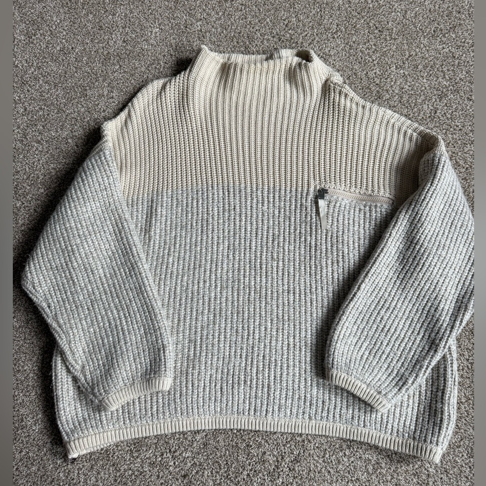 Varley Darwell Two-Tone Cowl Neck Sweater